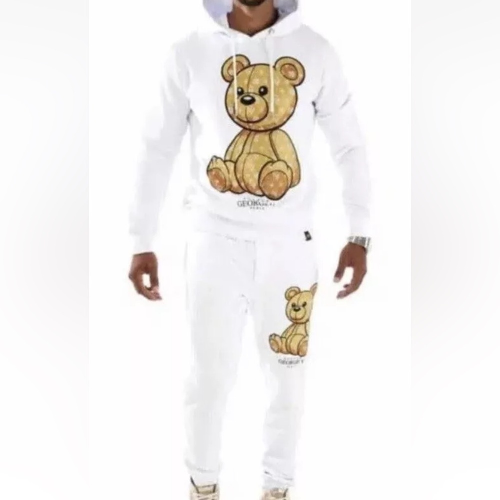 Avenue George V Paris jogging suit hoodie Men's White Sweatsuit, tracksuit NWT